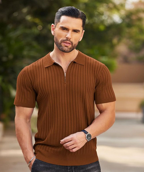 Polo Shirt – Perfect Fit ... ZSQAW Knitted Polo Shirt Solid Color